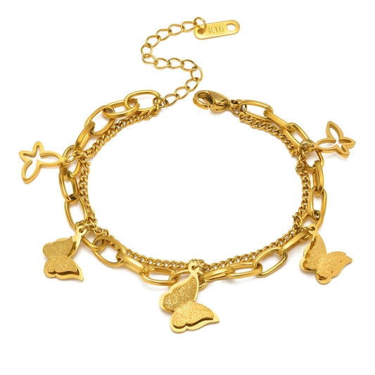 18K Plated Butterfly Chain Link Bracelet