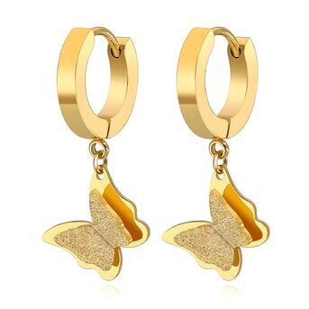 18K Gold Plated Butterfly Hoop Earrings