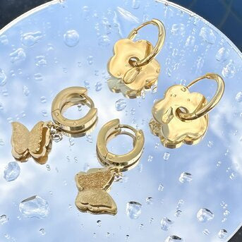 18K Gold Plated Butterfly Hoop Earrings