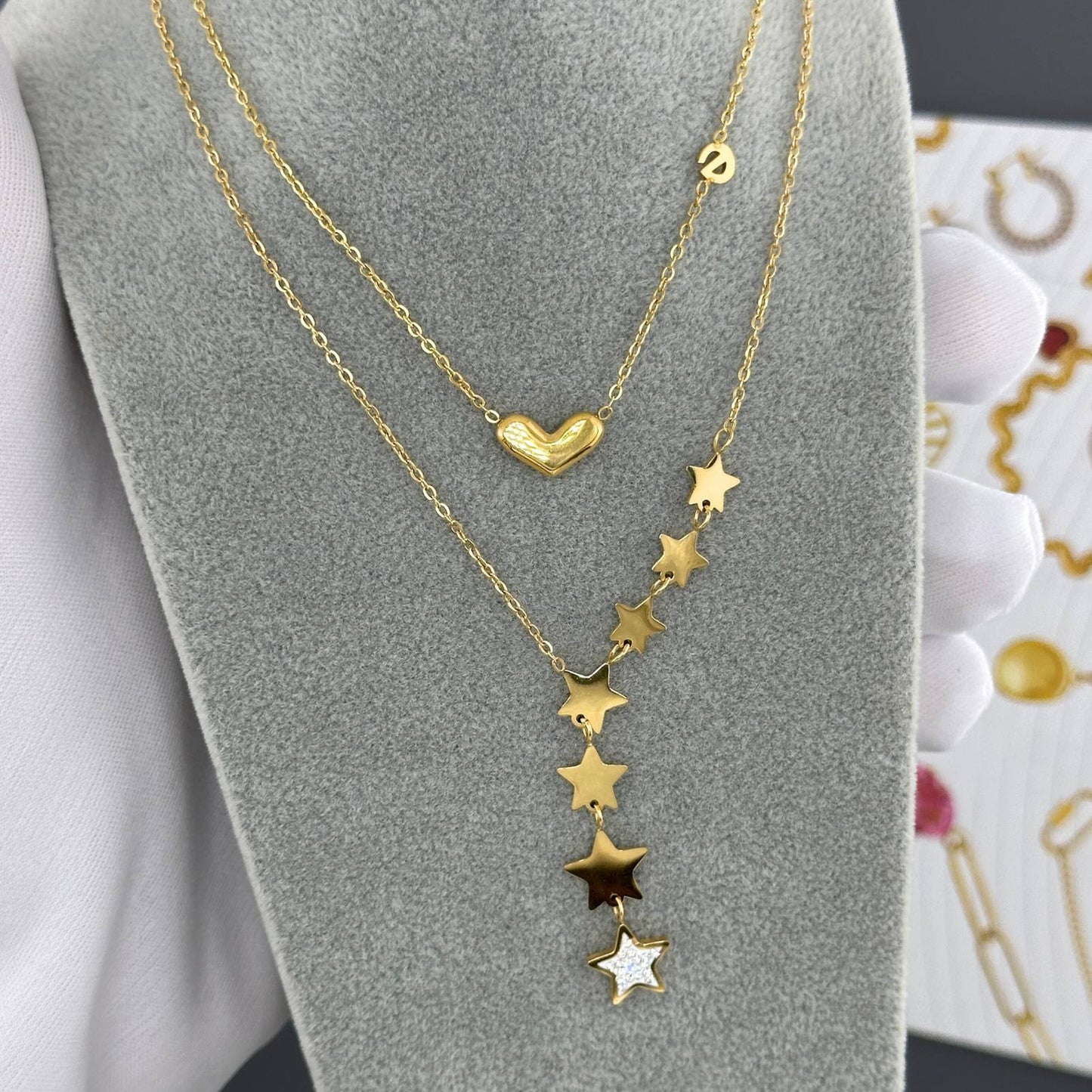 18K Gold Plated LOVE Heart Necklace Chain