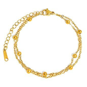 18K Gold Plated Double Bead Chain Bracelet