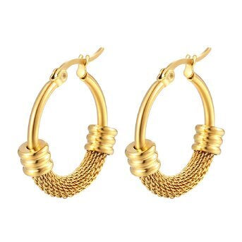 18K Gold Plated Full Hoop Mesh Earrings