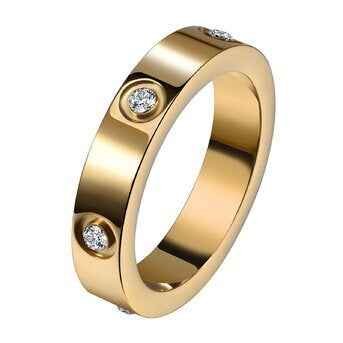 18K Gold Plated Flat Section Ring set with Cubic Zirconias