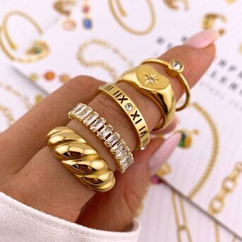 18K Gold Plated Roman Numerals Ring