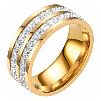 18K Gold Plated Double Sparkle Chanel Ring